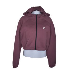 Alphalete ELMTS Full Zip Cropped Hoodie Jacket Mauve Athletic Active Women Large